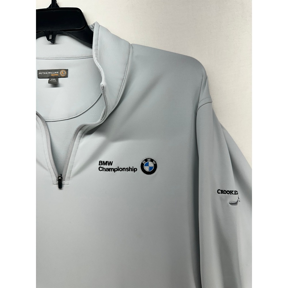Peter Millar BMW Championship Crooked Stick Golf 1/4 Zip Pullover Gray Mens XXL - Picture 7 of 12